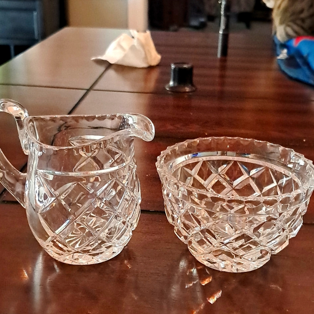 Vintage Hawkes Glass. Creamer and Sugar Set.